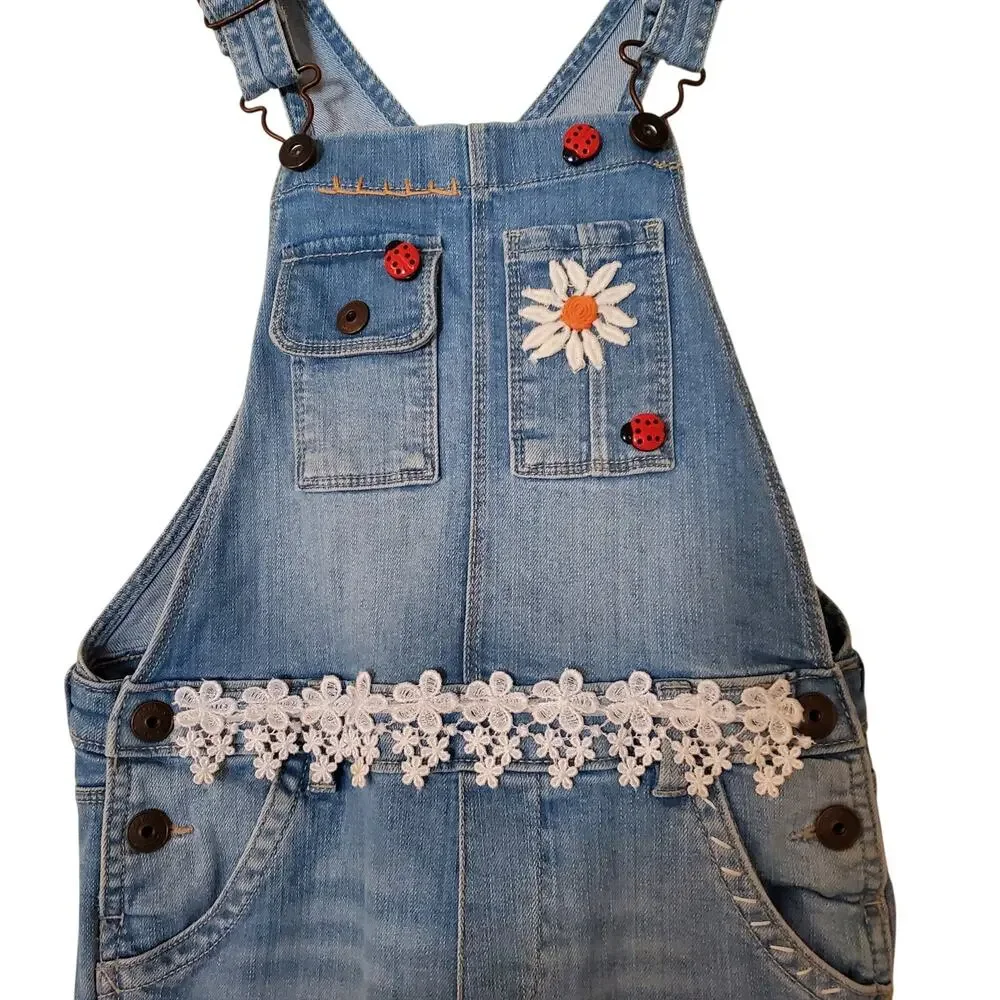 Classic Oshkosh Vestbak Upcycled Restyled Overalls Handmade‎ Girls Sz8